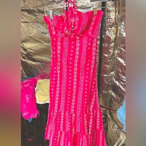 Zara Strapless Pink Patterned Dress